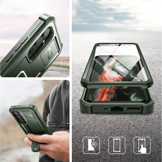 Armored case for Samsung Galaxy A34 5G, Dexnor Full Body (Two Frames), green