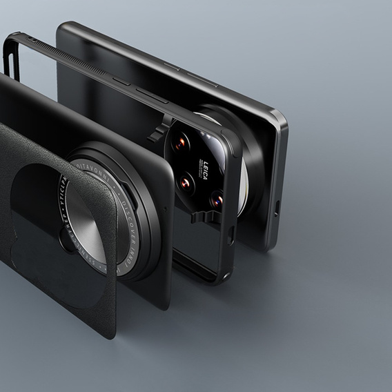 Case for Xiaomi 14 Ultra, armored Nillkin, Camshield Prop Leather Coated, for Magsafe, black