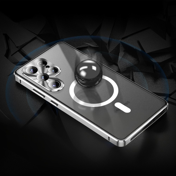 Magnetic Dual Glass MagSafe case for Samsung Galaxy S25 Ultra, silver