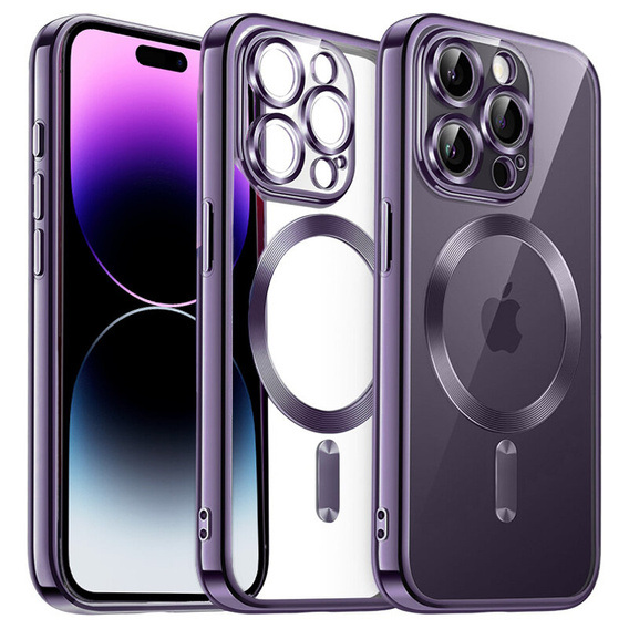 Case for iPhone 14 Pro Max, Electro MagSafe, purple + Screen Glass