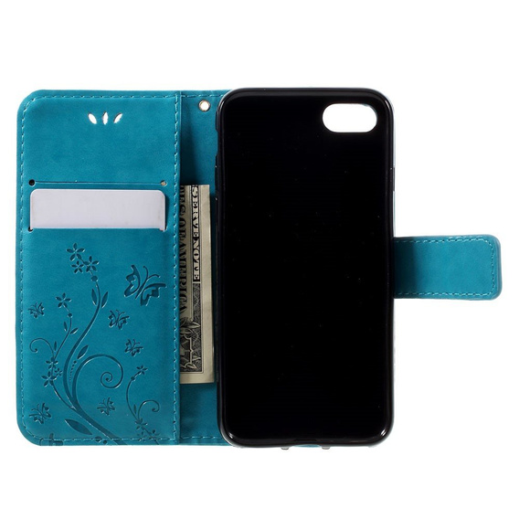 Flip case for iPhone 7/8/SE 2020/SE 2022, Butterfly Flower, blue