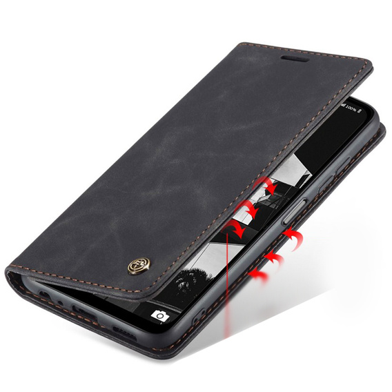 CASEME case for Samsung Galaxy M33 5G, Leather Wallet Case, black