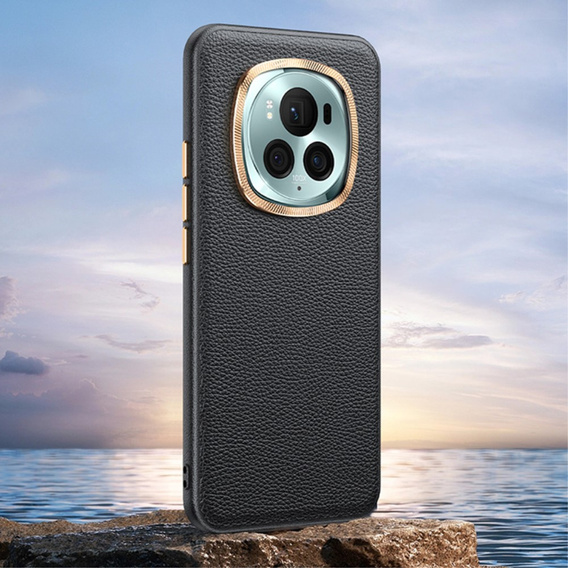 Leather case for Honor Magic 6 Pro 5G, leather hybrid, black