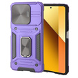 Armored Case for Xiaomi Redmi Note 13 5G, CamShield Slide, purple + Tempered Glass 9H