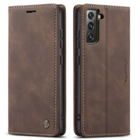 CASEME case for Samsung Galaxy S22 5G, Leather Wallet Case, coffee