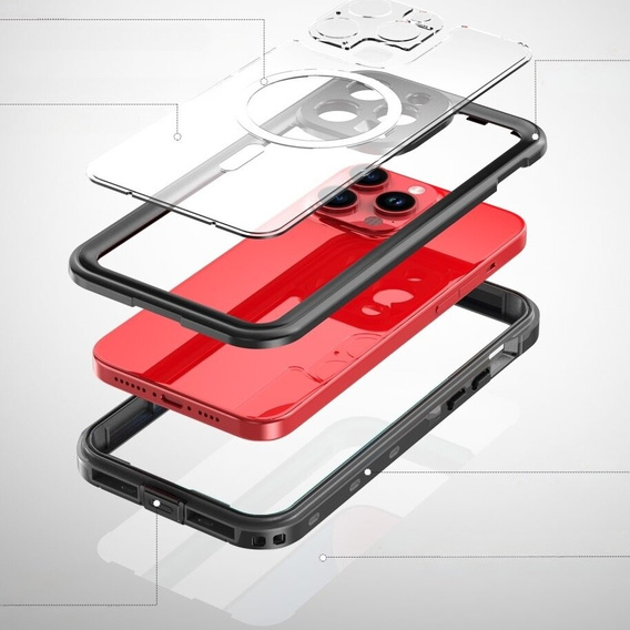 IP68 Waterproof Case for iPhone 15 Pro Max, SHELLBOX MagSafe, black