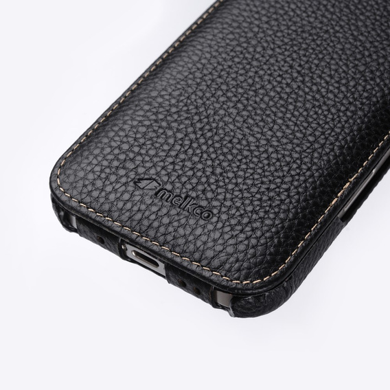 MELKCO flip case for iPhone 16 Plus, leather, flip, black