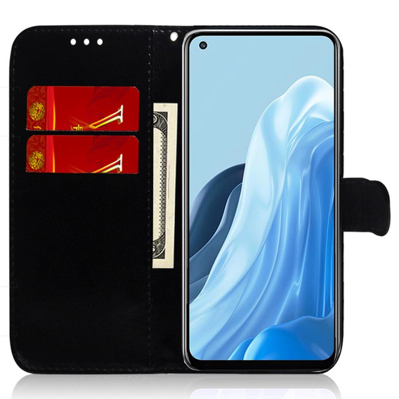 Flip case for Oppo A17, Wallet mandala, grey