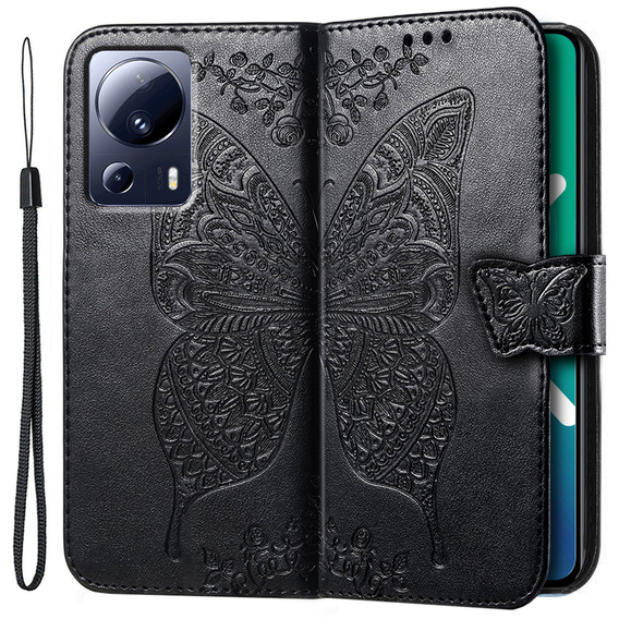 Flip case for Xiaomi 13 Lite, Butterfly, black