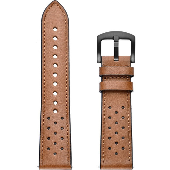 22mm Genuine Leather Coated Silicone Watch Band - Brown