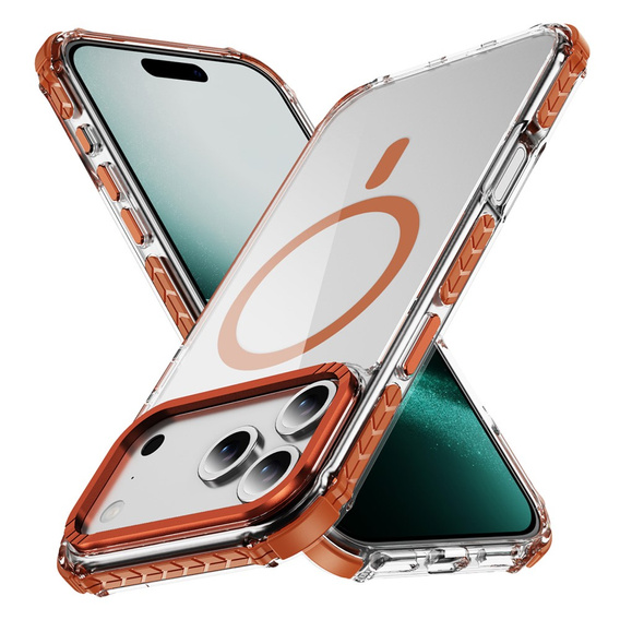 Armoured case for MagSafe clear with orange sides for iPhone 17 Pro Max