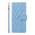 Flip case for iPhone 16E, Rhombus Crossbody Leather, blue