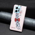 Flip case for Xiaomi Redmi Note 12 4G, Wallet, giraffe, pink