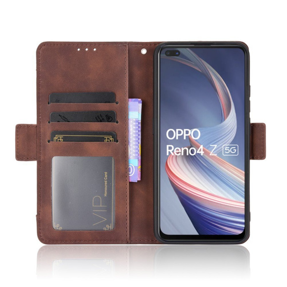Flip case for Oppo Reno 4 Z 5G, Card Slot, brown