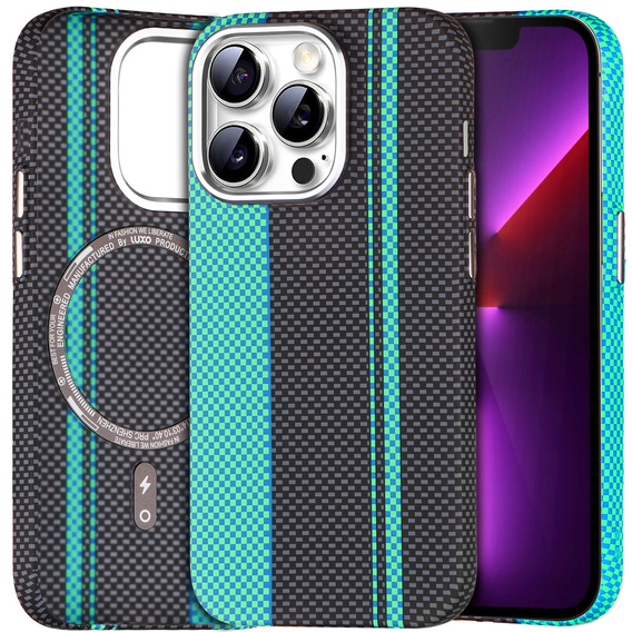 MagSafe's iPhone 13 Pro Max Case, Carbon Fiber, black / blue