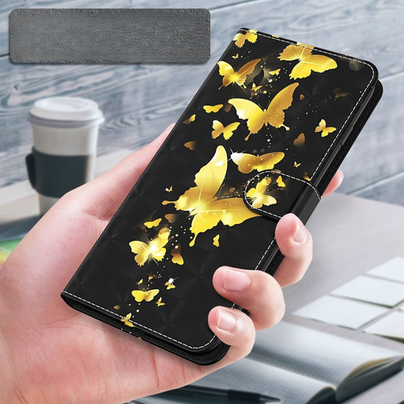 Flip case for Oppo A17, Wallet, Butterflies gold