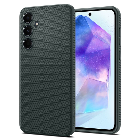 Spigen case for Samsung Galaxy A55 5G, Liquid Air, green + 9H Tempered Glass