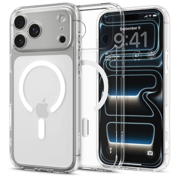 Spigen Ultra Hybrid MagSafe case for iPhone 17 Pro, Clear / White