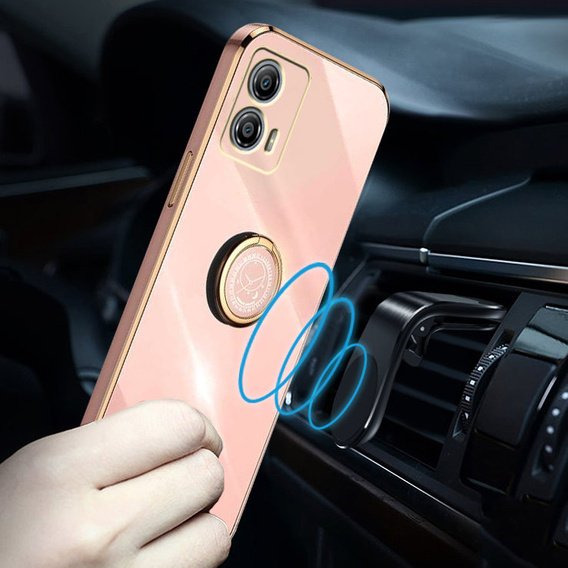 Case for Motorola Moto G53 5G, Electro Ring, pink rose gold