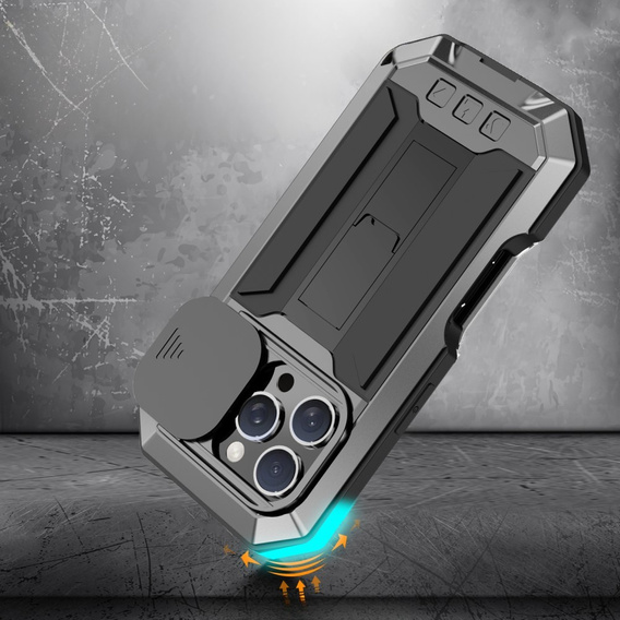 Case for iPhone 16 Pro, R-JUST CamShield Slide, armoured, black