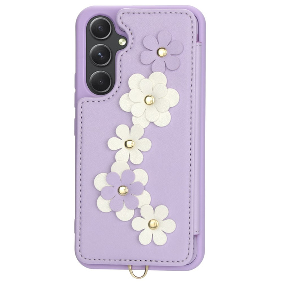Case for Samsung Galaxy S23 FE, Leather Flower Card Slot, purple