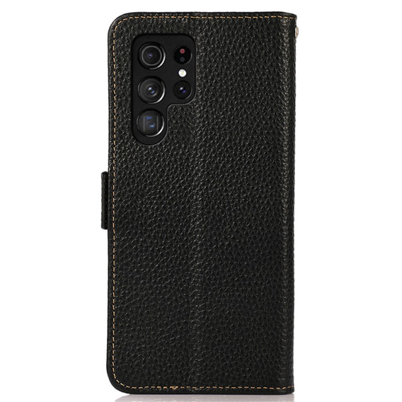 KHAZNEH RFID case for Samsung Galaxy S24 Ultra, Litchi Texture, black