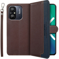 Flip case for Xiaomi Redmi 12C, KHAZNEH RFID, brown / blue