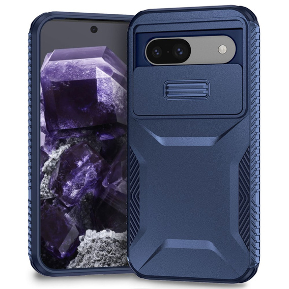 Case for Google Pixel 8a, Slide Lens Lid, blue