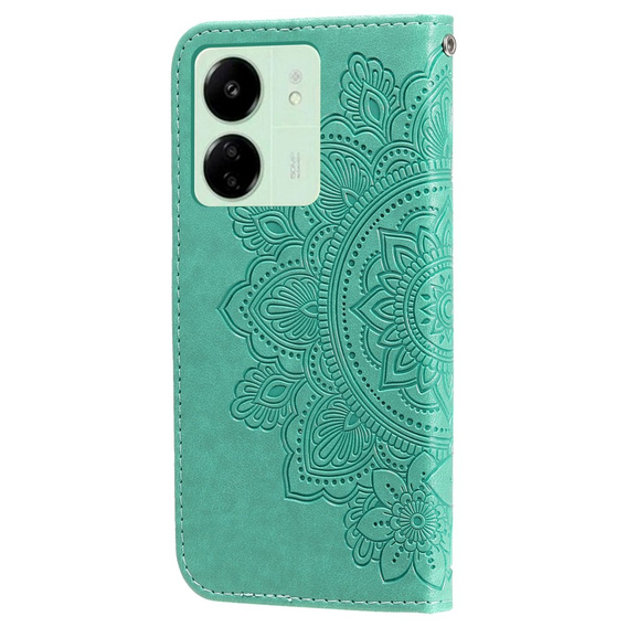 Flip case for Xiaomi Redmi 13C / Poco C65, Mandala Flower, green