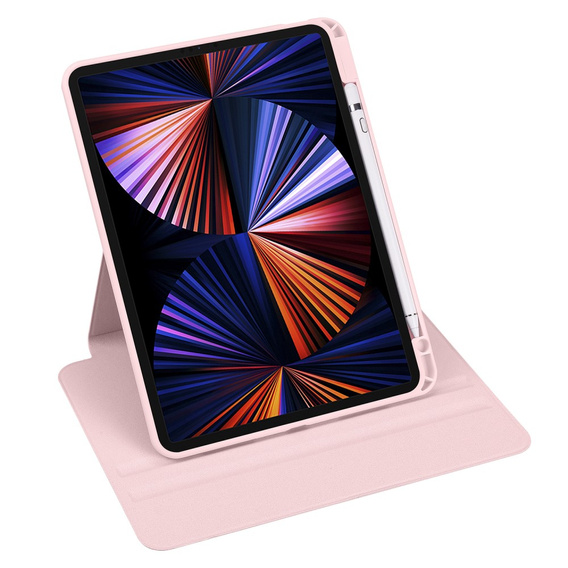 Case for iPad Pro 11" 2022/2021/2020 (4/3/2 gen.), with stylus space, 360° rotatable, pink