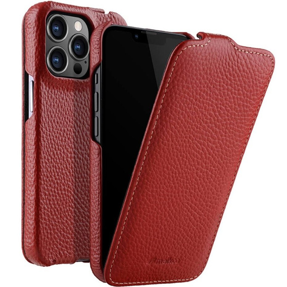 MELKCO flip case for iPhone 13 Pro, leather, flip, red