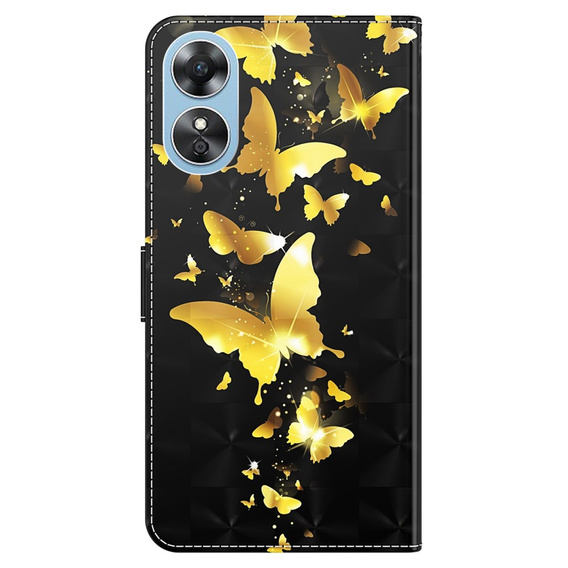 Flip case for Oppo A17, Wallet, Butterflies gold