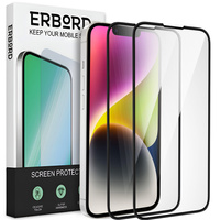 2x Tempered Glass for iPhone 14 Plus, ERBORD 3D full display