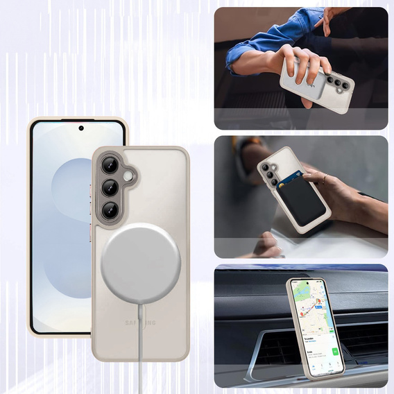 Case for Samsung Galaxy S25+ Plus, for MagSafe, ERBORD Matt Case, grey + Screen Glass