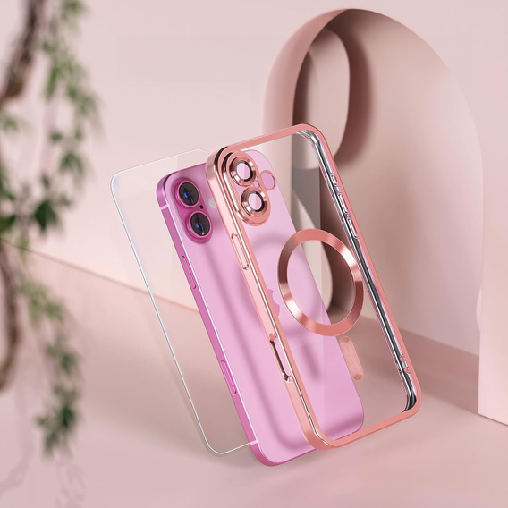 Case for iPhone 16, Electro MagSafe, pink + Screen Glass