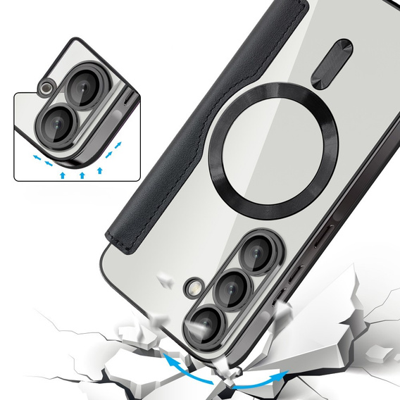 Flip case for Samsung Galaxy A36, RFID Wallet MagSafe CamShield, black