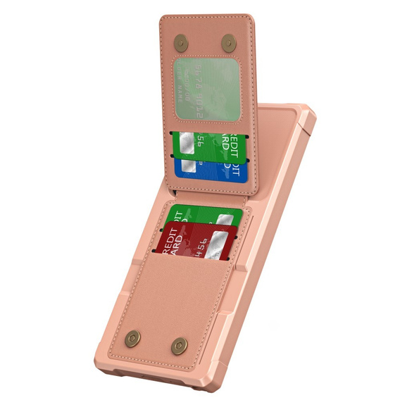 Case for Samsung Galaxy S25 Ultra, Card Holder Kickstand, pink