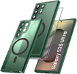 Case for Samsung Galaxy S25 Ultra, for MagSafe, ERBORD Matt Case, green + Screen Glass