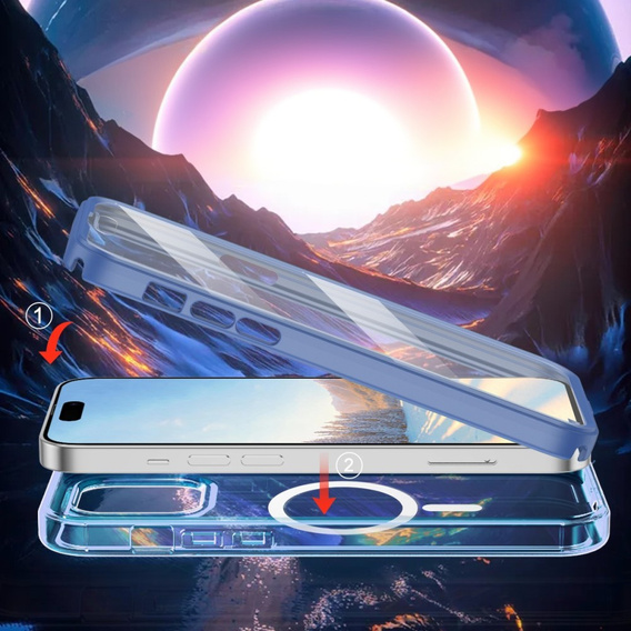 Case for iPhone 16 Pro, Shockproof Hybrid, with screen film, for MagSafe, blue