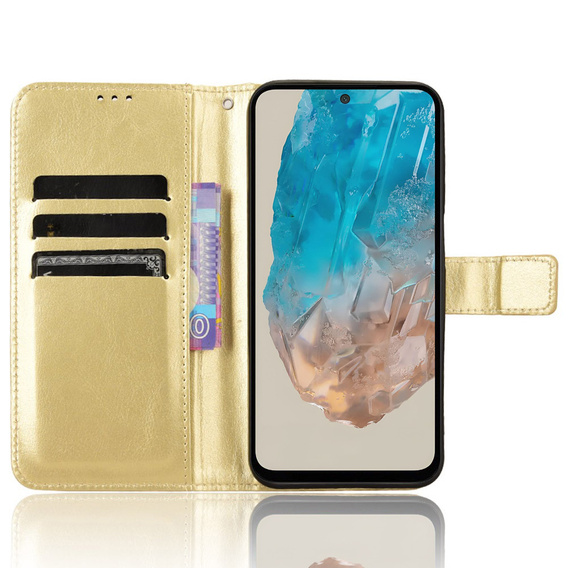 Flip case for Samsung Galaxy M35, Crazy Horse Wallet, gold