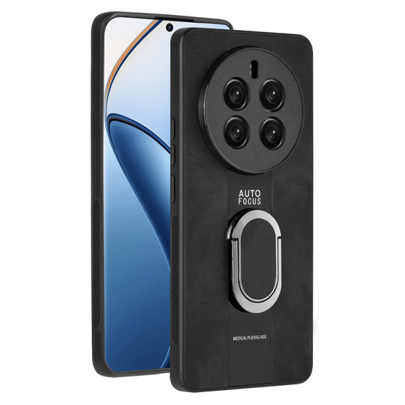 Case for Realme 12 Pro 5G / 12 Pro+ 5G, Leather Kickstand Ring, black