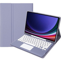 Case + keyboard Samsung Galaxy Tab S9+, Leather Pen Slot TouchPad, purple
