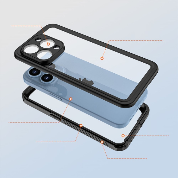 IP68 Waterproof Case for iPhone 15 Pro, black