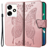 Flip case for Infinix Hot 30 4G, Butterfly, pink rose gold