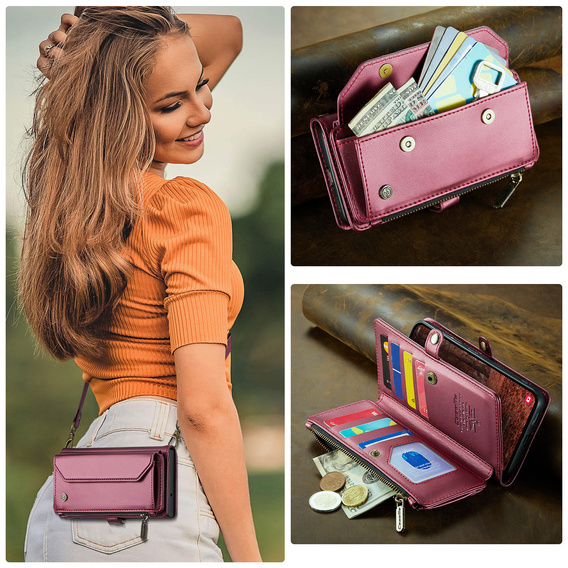 CASEME RFID Leather Wallet Case for Samsung Galaxy S26 Ultra, red