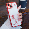 Case for iPhone 15, Glitter Flower, red