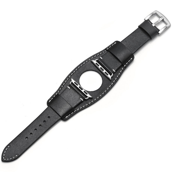Leather Strap for Apple Watch 1/2/3/4/5/6/7/8/SE/Ultra 42/44/45/49mm, Black.