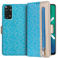 Flip case for Xiaomi Redmi Note 11 4G / Note 11S 4G, Wallet Pocket Zipper Lace, blue
