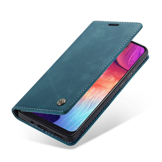 CASEME case for Samsung Galaxy A50, Leather Wallet Case, blue