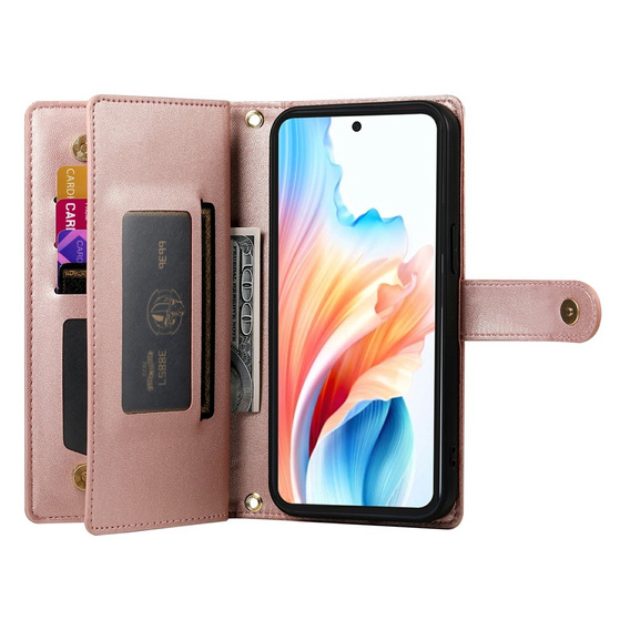 Flip case with zip pocket for Samsung Galaxy A57 5G, pink